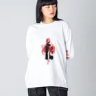 momonekokoの魅惑的な獣耳を持つ美しい女性 ビッグシルエットロングスリーブTシャツ