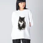 kinako-japanのくつした猫のくろみつ ビッグシルエットロングスリーブTシャツ