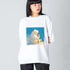 STUDIO OBAKERONのシロクマくんのおやつ ビッグシルエットロングスリーブTシャツ