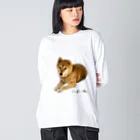 柴犬しばわんこhana873の伏せ？してる柴犬さん ビッグシルエットロングスリーブTシャツ