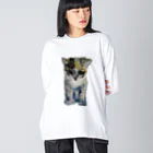 青い猫の真白 Big Long Sleeve T-Shirt