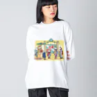 freehandの浮世絵猫のお風呂屋さん Big Long Sleeve T-Shirt