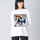 batabataのレインボーアニマル馬 Big Long Sleeve T-Shirt