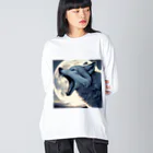 狼男の狼と満月 Big Long Sleeve T-Shirt