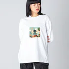 SaBATaNのほのぼのロボ3 ビッグシルエットロングスリーブTシャツ