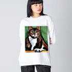 Ppit8のどっしりかまえる猫ちゃん ビッグシルエットロングスリーブTシャツ