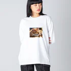 ねむねこのお店のふさふさねこ ビッグシルエットロングスリーブTシャツ