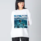 AQUAMETAVERSEのモルジブの大海原で人魚が泳いでいますsanae2074 ビッグシルエットロングスリーブTシャツ