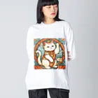 ゆまちゃんの開運雑貨屋さんの集客用子招き猫 Big Long Sleeve T-Shirt