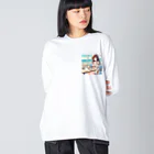 trypsin8080の浜辺のカフェで ビッグシルエットロングスリーブTシャツ