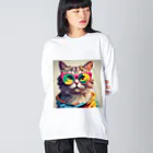 てんとくろ助のぱりぴねこ ビッグシルエットロングスリーブTシャツ