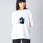 †魚虎†のおシャチ真っ暗… ビッグシルエットロングスリーブTシャツ