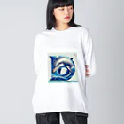 NaturalCanvasのOcean's Smile, Waves of Hope ビッグシルエットロングスリーブTシャツ