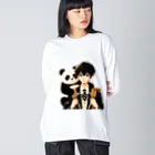 可愛い男の子イラスト販売所　By,keicyanの男の子　中学1年生　パンダ Big Long Sleeve T-Shirt