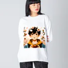 可愛い男の子イラスト販売所　By,keicyanの男の子　中学1年生　春 Big Long Sleeve T-Shirt