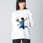 可愛い男の子イラスト販売所　By,keicyanの男の子　中学1年生　ハンドボール部 ビッグシルエットロングスリーブTシャツ