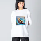 akinyan3128のプカプカ浮かぶラッコさん ビッグシルエットロングスリーブTシャツ