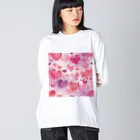 オンラインショップイエローリーフのハート　赤　ピンク　青　可愛い Big Long Sleeve T-Shirt