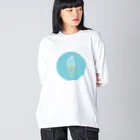 marinaのソフトクリーム（neon mint circle） ビッグシルエットロングスリーブTシャツ