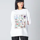 あべのぼうけんの地図(白) ビッグシルエットロングスリーブTシャツ