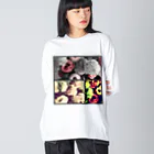 そらいろもようの大人可愛いシックな花柄 Big Long Sleeve T-Shirt