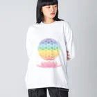 神聖幾何学屋の虹FOLと蓮 ビッグシルエットロングスリーブTシャツ
