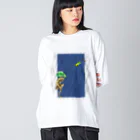 檸檬飴の雨の日のアカメアマガエルとクレステッドゲッコー(ホワイト) Big Long Sleeve T-Shirt