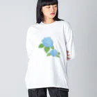 気ままに創作　よろず堂のあじさい　青 Big Long Sleeve T-Shirt