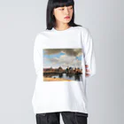 public domainのデルフトの眺望 / ヨハネス・フェルメール Big Long Sleeve T-Shirt