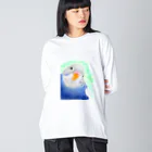 まめるりはことりのセキセイインコ　オパーリン大【まめるりはことり】 ビッグシルエットロングスリーブTシャツ