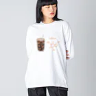 そらまめのカフェイン　アイスコーヒーバージョン ビッグシルエットロングスリーブTシャツ