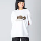 asako=niagaraの動物図鑑 ニホンリス (大きめ) ビッグシルエットロングスリーブTシャツ