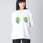 スロータイプ書店 Slowtype Booksのゆるスカ パームツリー 180 Big Long Sleeve T-Shirt