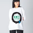 SANKAKU DESIGN STOREのNO！残業！定時で帰るモンスター。 濃/裏 Big Long Sleeve T-Shirt