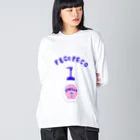 NIKORASU GOのユーモアデザイン「ぺこぺこ」 ビッグシルエットロングスリーブTシャツ
