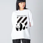 PANDA panda LIFE***の飛び出すパンダ　ストライプ ビッグシルエットロングスリーブTシャツ