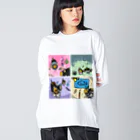 mami-skのお魚グッズ屋〜SUZURI店〜のモンちゃんの楽しそうな日常 Big Long Sleeve T-Shirt