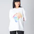 azure designの地球 Big Long Sleeve T-Shirt