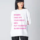 のこねこ屋のWOMEN&MEN pink print Tシャツ ビッグシルエットロングスリーブTシャツ