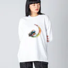 azure designのKingfisher on the moon【colorful】 ビッグシルエットロングスリーブTシャツ