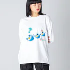 ma-sa's LaboratoryのSweet Budgerigar／？（ハテナ） ビッグシルエットロングスリーブTシャツ