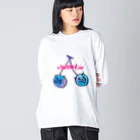 tottoのチェリーキャット(青) Big Long Sleeve T-Shirt