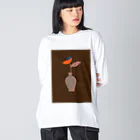 いさおやさんのおはなと花びん ビッグシルエットロングスリーブTシャツ