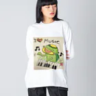 KIYOKA88WONDERLANDのピアノかっぱくん Piano Kappa-kun ビッグシルエットロングスリーブTシャツ