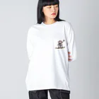 ☆PenguinShan☆- ﾍﾟﾝｷﾞﾝｼｬﾝ -の農業ニャンコ　猫😺 ビッグシルエットロングスリーブTシャツ