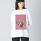 🤎C.S.K🤎のフラワーアートなトイプー🐩🌸 ビッグシルエットロングスリーブTシャツ