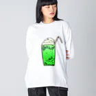 らじお堂のメロンクリームソーダの海で泳ぐ文鳥 Big Long Sleeve T-Shirt