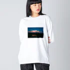 otakeの写真店の夕焼けの田んぼ Big Long Sleeve T-Shirt