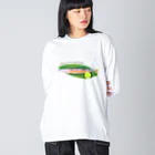 のぐちさきのサンマの塩焼き ビッグシルエットロングスリーブTシャツ