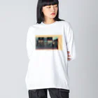 cxcxbbb.SHOPのchill 京都駅　メッセージ付き Big Long Sleeve T-Shirt